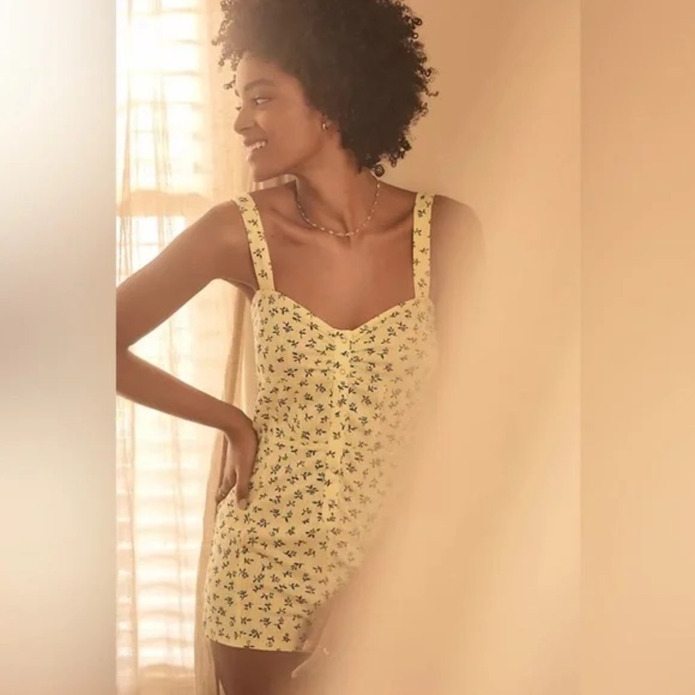 Anthropologie | By Anthropologie Corset Romper Yellow Motif Size Small
